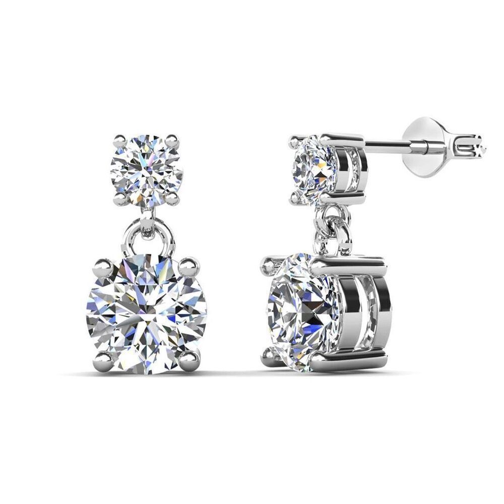 Cate & Chloe Jasmine 18k White Gold Plated Drop Earrings with Swarovski Crystals